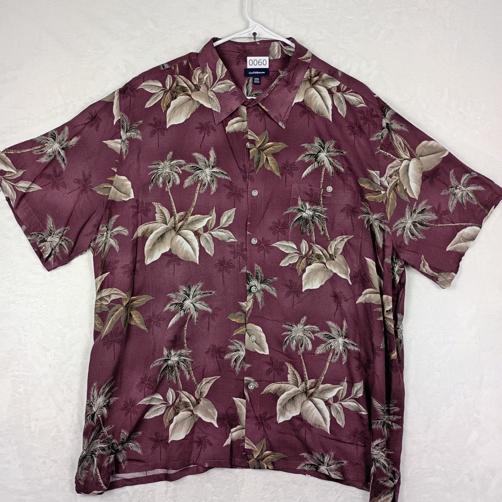 Croft‎ & Barrow Mens XXL  Tropical Palm Tree Rayon Short Sleeve Button Down